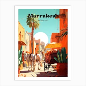 Marrakesh Morocco Summer Travel Illustration Art Print