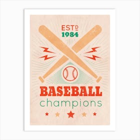 Baseball Champions vintage poster Art Print