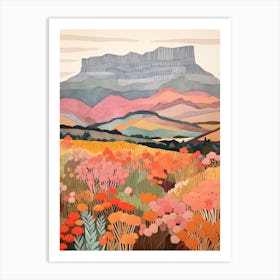 Table Mountain South Africa Colourful Mountain Illustration Art Print