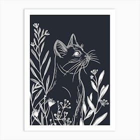 Norwegian Forest Cat Cat Minimalist Illustration 1 Art Print