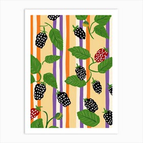 Mulberries Fruit Summer Illustration 2 Art Print