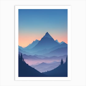 Misty Mountains Vertical Composition In Blue Tone 88 Art Print