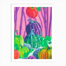Acorn Squash Risograph Retro Poster vegetable Art Print