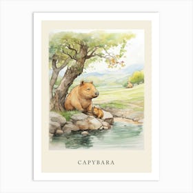 Beatrix Potter Inspired  Animal Watercolour Capybara 1 Art Print