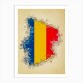 Chad Flag Vintage Art Print