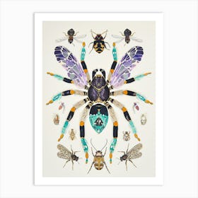 Colourful Insect Illustration Tarantula 9 Art Print
