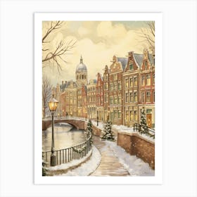 Vintage Winter Illustration Amsterdam Netherlands 3 Art Print