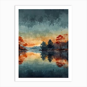 Sunset On The Lake 3 Art Print