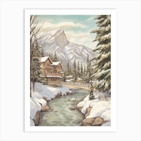 Vintage Winter Illustration Banff Canada 1 Art Print