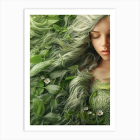 Green Haired Girl 3 Art Print