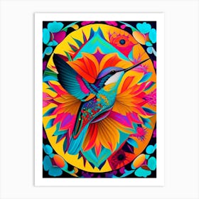 Hummingbird And Mandala Andy Warhol Inspired Art Print