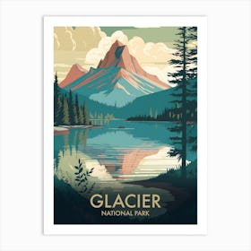Glacier National Park Vintage Travel Poster 15 Art Print
