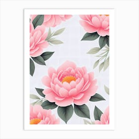 Pink Peony Flower Wallpaper Art Print