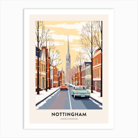 Vintage Winter Travel Poster Nottingham United Kingdom 2 Art Print