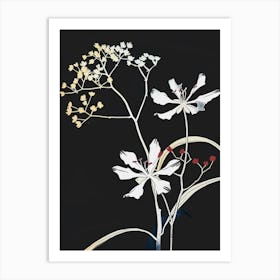 Neon Flowers On Black Babys Breath 7 Art Print