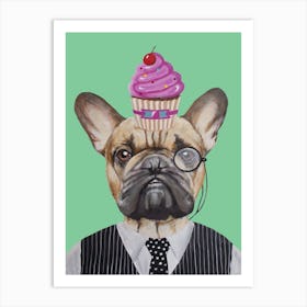French Bulldog With Cupcake Art Print