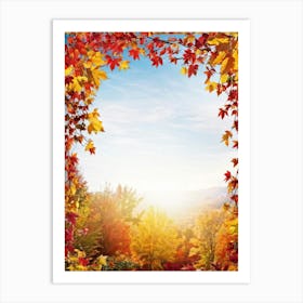 Bright Autumn Frame Encapsulating A Scene Of Seasonal Foliage Branches Laden With Various Hues Of R (3) Art Print