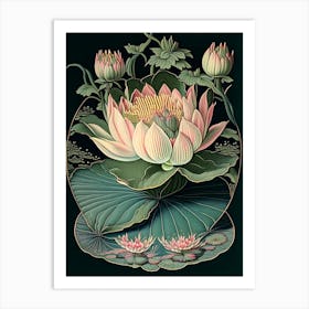 Water Lily 3 Floral Botanical Vintage Poster Flower Art Print