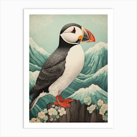 Ohara Koson Inspired Bird Painting Puffin 2 Art Print