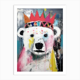 Polar Bear With Crown Basquiat style Art Print