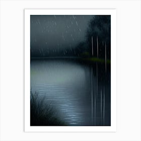 Rain Waterscape Crayon 1 Art Print