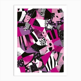 Pink And Black Abstract Art Print