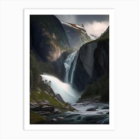 Skjervsfossen, Norway Realistic Photograph (2) Art Print