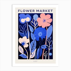 Blue Flower Market Poster Lily 4 Art Print