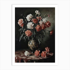 Baroque Floral Still Life Carnations 6 Art Print