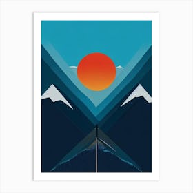 Whakapapa, New Zealand Modern Illustration Skiing Poster Art Print