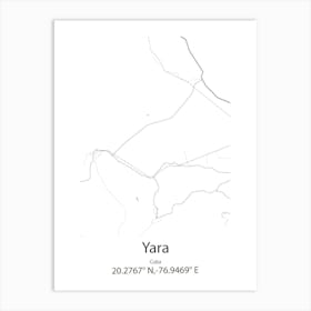 Yara,Cuba Minimalist Map Art Print