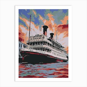Steamboat Natchez Minimal Painting 2 Art Print