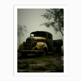 Old Truck In The Fog 8 Art Print