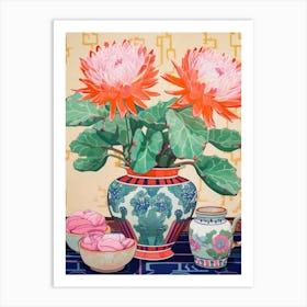 Cactus Painting Maximalist Still Life Gymnocalycium Cactus 4 Art Print