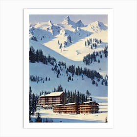 Flaine, France Ski Resort Vintage Landscape 1 Skiing Poster Art Print