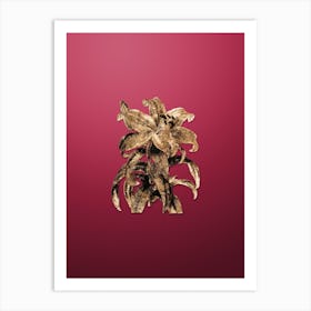 Gold Botanical Thunberg's Orange Lily on Viva Magenta n.2141 Art Print