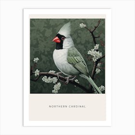 Ohara Koson Inspired Bird Painting Northern Cardinal 3 Poster Art Print