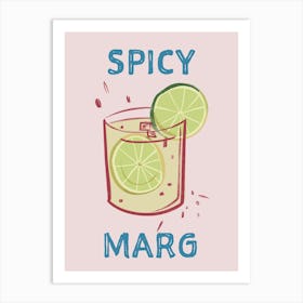 Spicy Marg Margarita Cocktail Wall Art Drinks Print Pink And Green Colourful Fun Bar Art Print