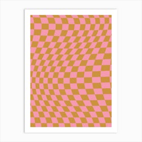 Checkered Twist Pink And Mustard Art Print