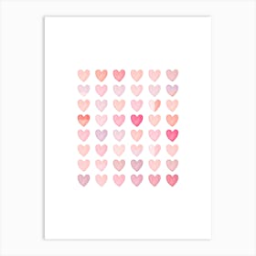 Pink Hearts Art Print