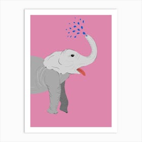 Cheeky elephant blowing water Affiche