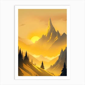 Misty Mountains Vertical Composition In Yellow Tone 7 Art Print