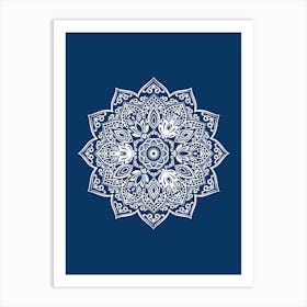 Navy Mandala No 175b Art Print