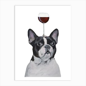 French Bulldog With Wineglass Art Print