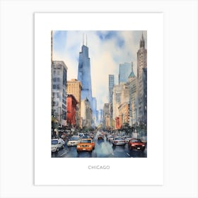 Chicago Watercolour Travel Poster 2 Art Print