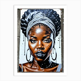 Graffiti Mural Of Beautiful Black Woman 382 Art Print