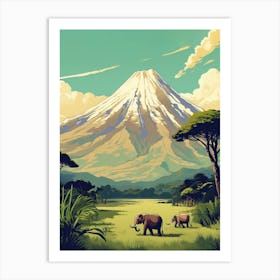 Mount Kilimanjaro Tanzania 1 Vintage Travel Illustration Art Print
