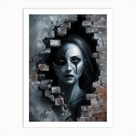 Abstract woman in bricks Art Print