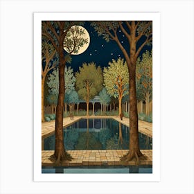 William Morris Night At The Pool 1 Art Print