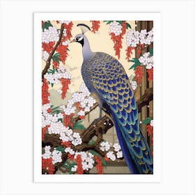 Fuji Wisteria And Bird 2 Vintage Japanese Botanical Art Print